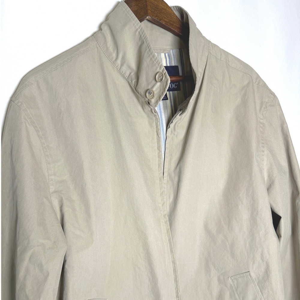 London Fog Mens Tan Khaki Zip Front Harrington Jacket Large L Regular MOB1101